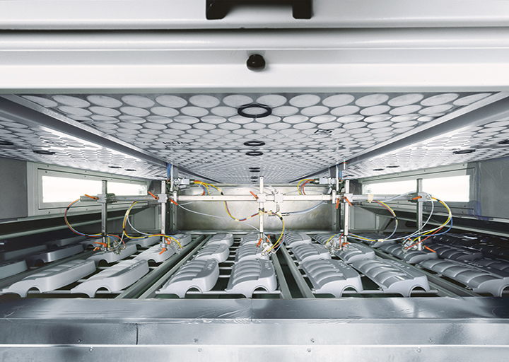 view into the coating machine