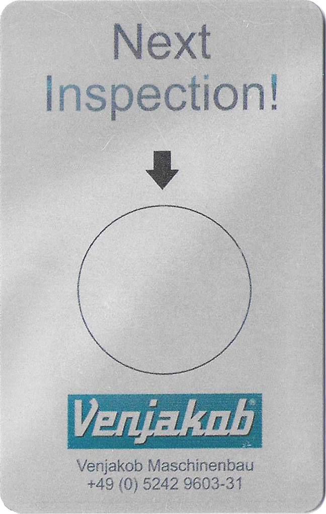 Venjakob inspection sticker